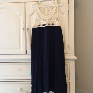 Navy blue dress with crochet top